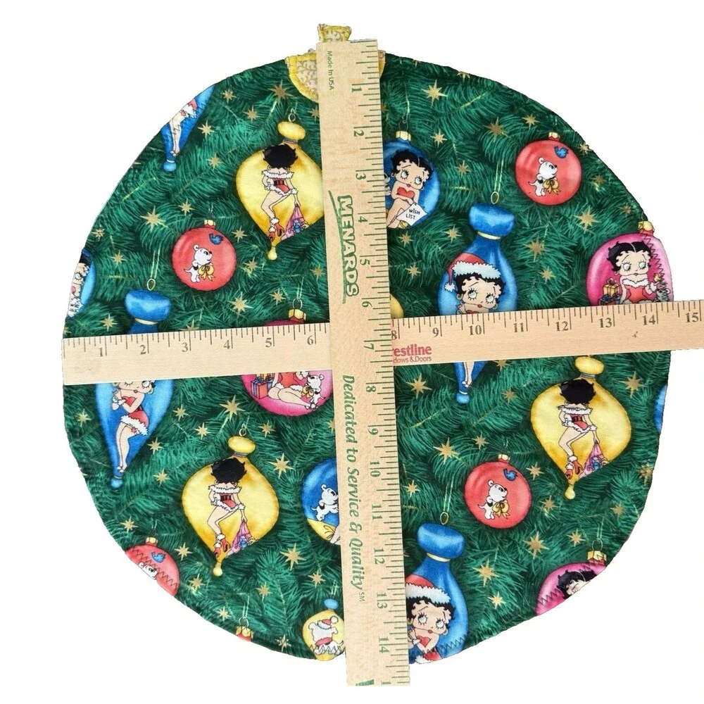 Handmade Quilted Betty Boop Christmas Ornaments PLACEMATS Green Stars Set of 4